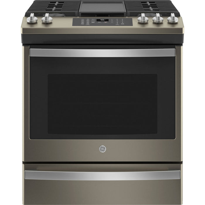 GE 30" Slide-in Convection Gas Range With No Preheat Air Fry Slate - JCGS760EPES