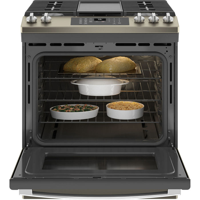 GE 30" Slide-in Convection Gas Range With No Preheat Air Fry Slate - JCGS760EPES