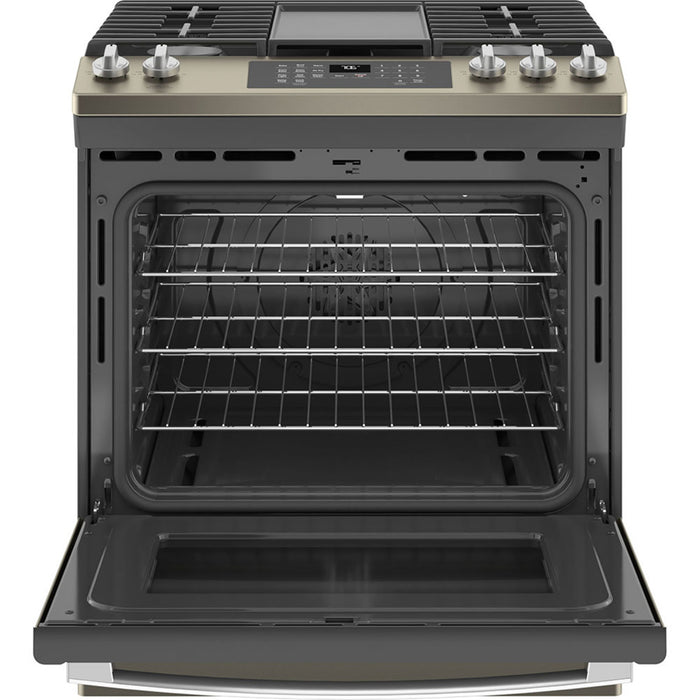 GE 30" Slide-in Convection Gas Range With No Preheat Air Fry Slate - JCGS760EPES