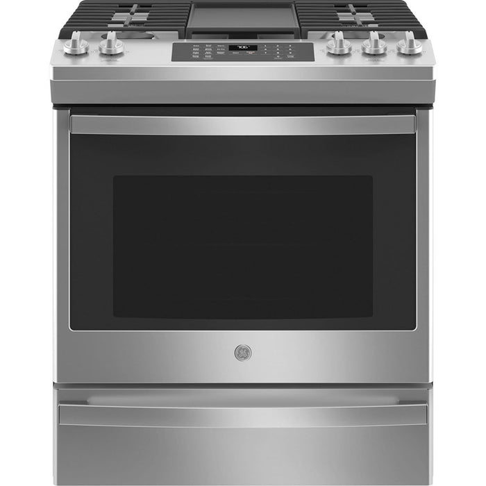 GE 30" Slide-in Convection Gas Range With No Preheat Air Fry Stainless Steel - JCGS760SPSS