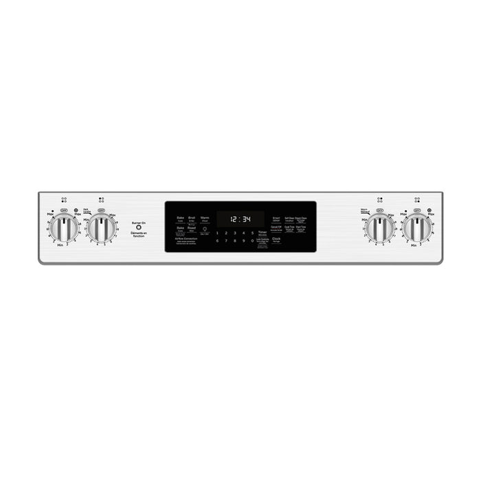 GE 30" Electric Slide-in Front Control Fan Convection Range With Storage Drawer Stainless Steel - JCS830SMSS