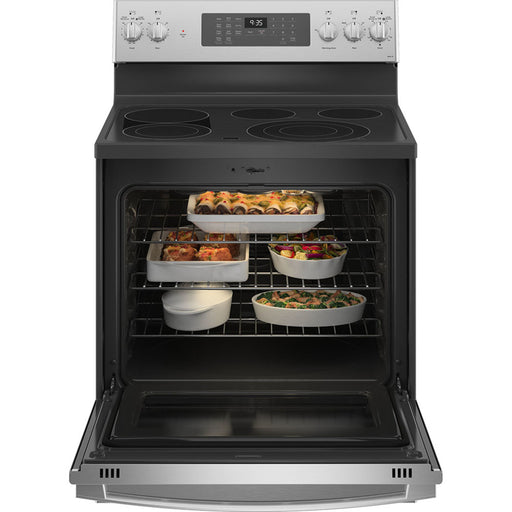 GE Profile™ 30 inches Free-standing Electric Convection Range With Air Fry - PB935YPFS: Stainless steel electric range with convection cooking and air fry feature.