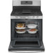 GE 30 inches Stainless Steel Gas Convection Range with No Preheat Air Fry feature - model JCGB735SPSS.