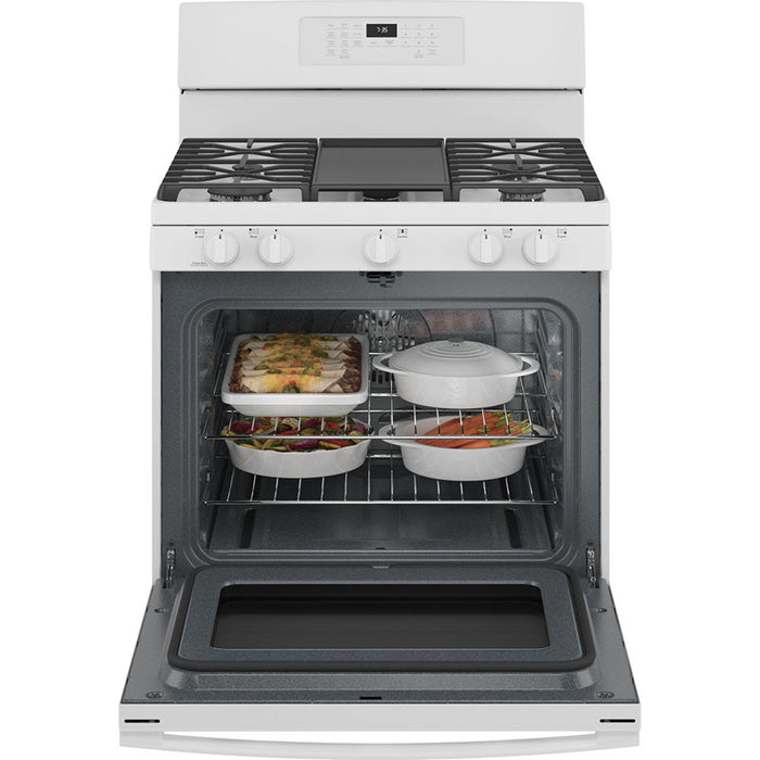 GE 30" Freestanding Gas Convection Range With No Preheat Air Fry White - JCGB735DPWW