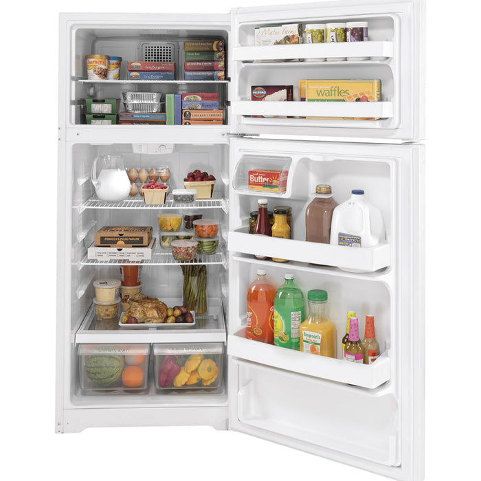 Image of GE Energy Star® 16.6 Cu. Ft. Top-freezer Refrigerator in White.