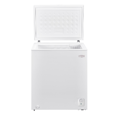 Marathon Chest Freezer MCF50W-1, a white 5.0 cubic feet capacity freezer for storing food items.