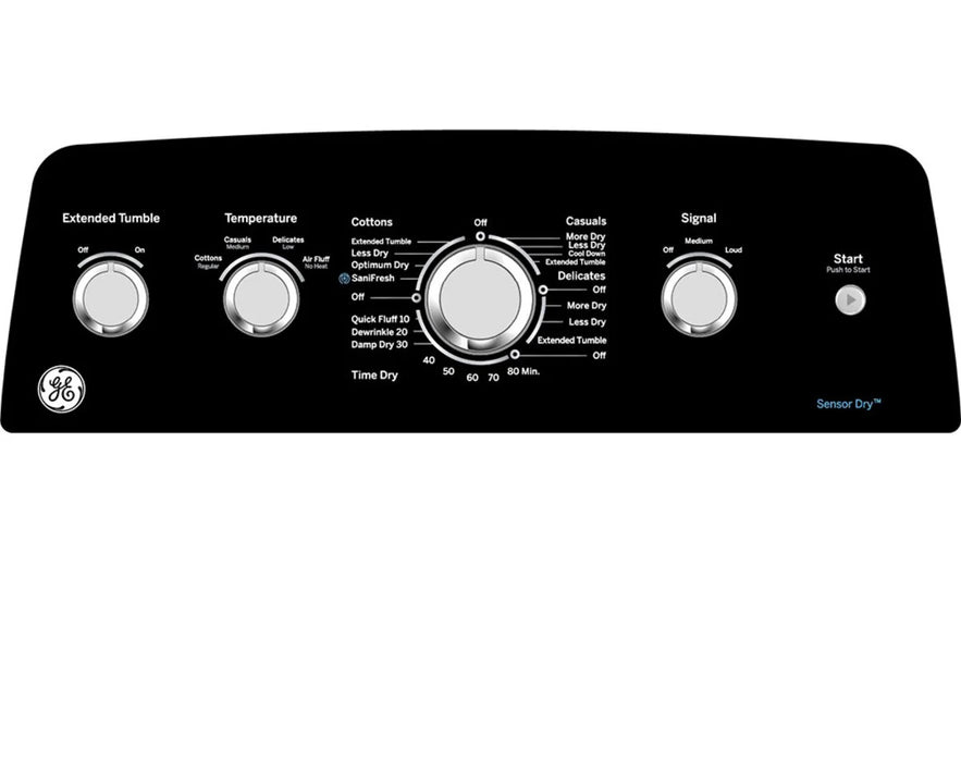 GE GTD49EBMRWS Electric Dryer, 7.2 cu. ft. Dryer Capacity, 4 Temperature Settings, Steel Drum, White colour