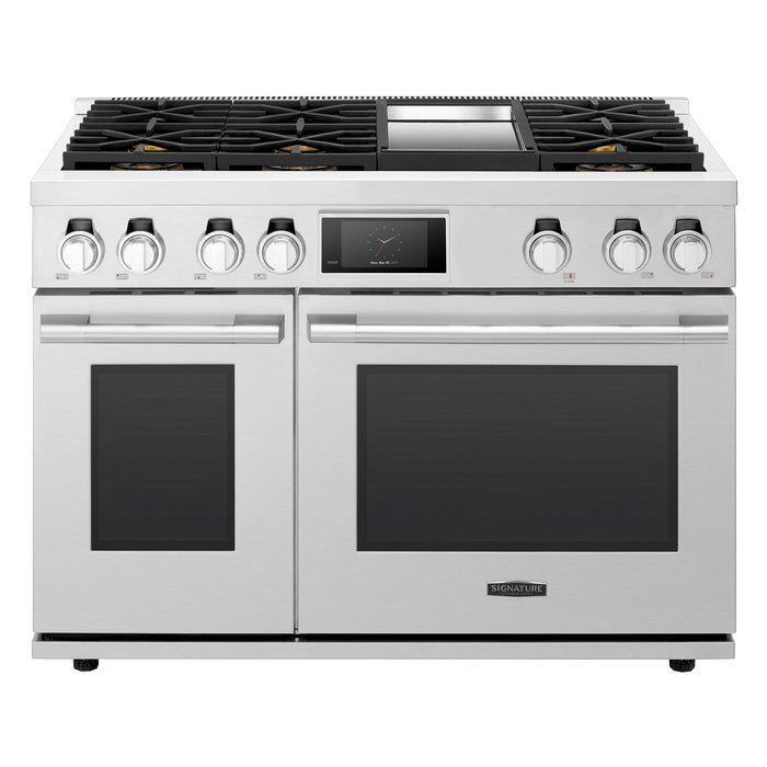 Signature Kitchen Suite SKSDR480GS 48-inch Dual-Fuel Pro Range with 6 Burners and Griddle