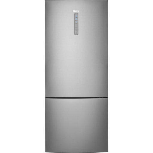 Haier Refrigerator HRB15N3BGS - Stainless steel refrigerator with freezer compartment.